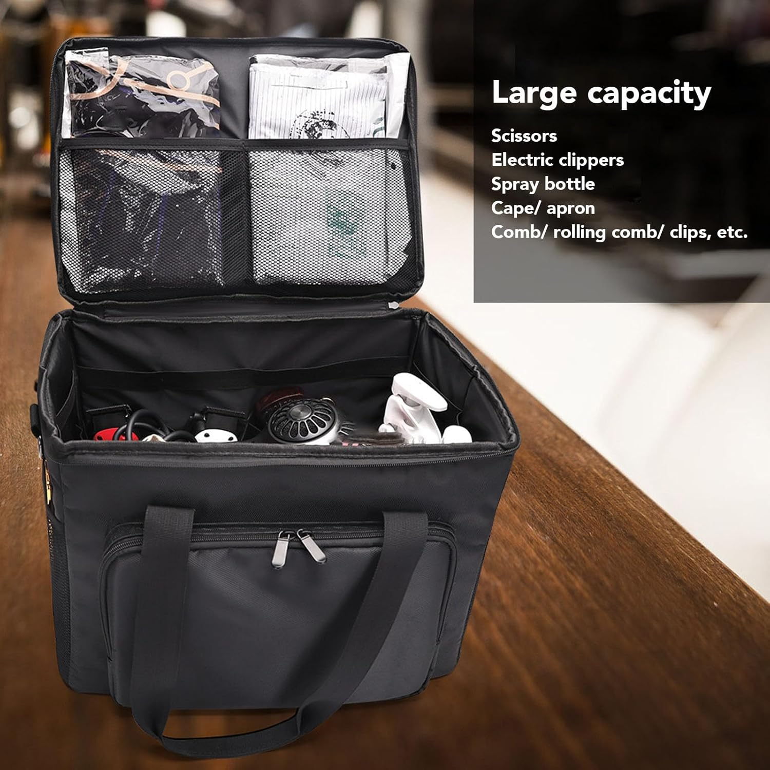 Hairdresser Bag, Large Capacity Foldable Portable Professional Hairstylist Traveling Bag with Adjustable Shoulder Strap, Hair Tools Travel Bag for Supplies, Hair Stylist Must Haves image number 2