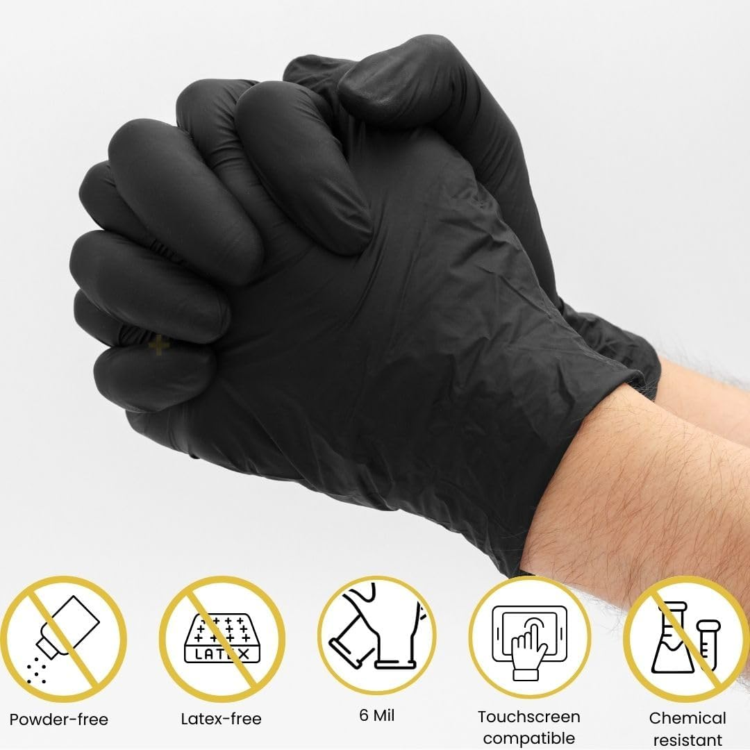 Xtraguard Black Nitrile Gloves - Heavy Duty, 6 Mil, Disposable, Latex & Powder Free, Chemical & Puncture Resistant, Food Safe, Medical Grade image number 6