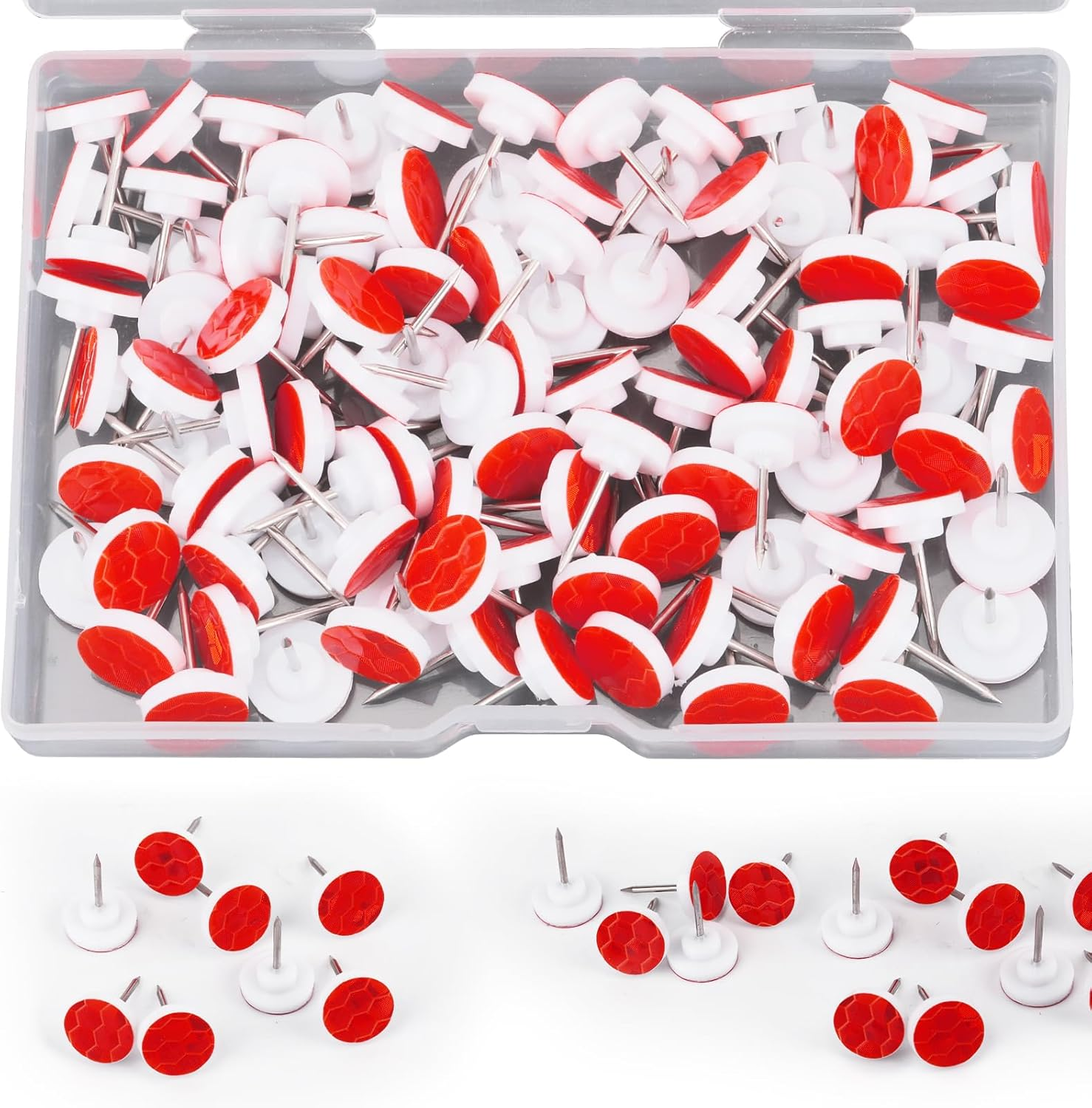 XIHIRCD 100Pcs Reflective Trail Tacks, Hunting Trail Markers Glow in the Dark Box Package Reflective Trail Tacks for Hunting Camping Hiking Survival Outdoors (Green)