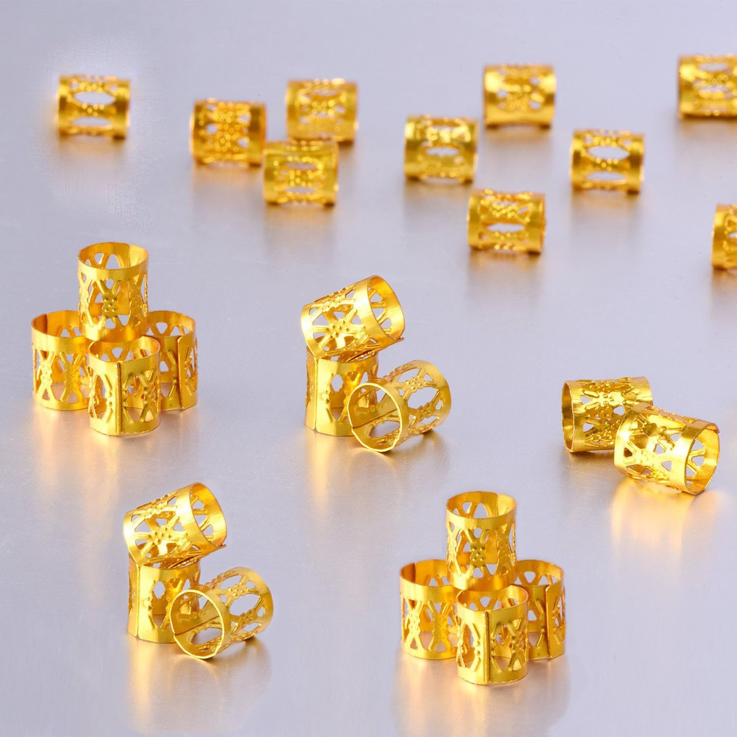 Pack of 100 Hair Accessories for Braids, for Hair Dreadlocks, Jewellery for Hair, Hair Pendants for Women, Hair Braiding Tool, Adjustable Metal, Fashionable, Durable, Exquisite, Golden image number 2