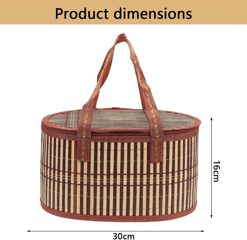 Wicker Picnic Basket with Removable Liner &ndash; Foldable Bamboo Woven Basket with Lid & Handles, Vintage Hamper for Picnic, Camping, Outdoor, Fruit, Bread, Gifts & Food Storage image number 6