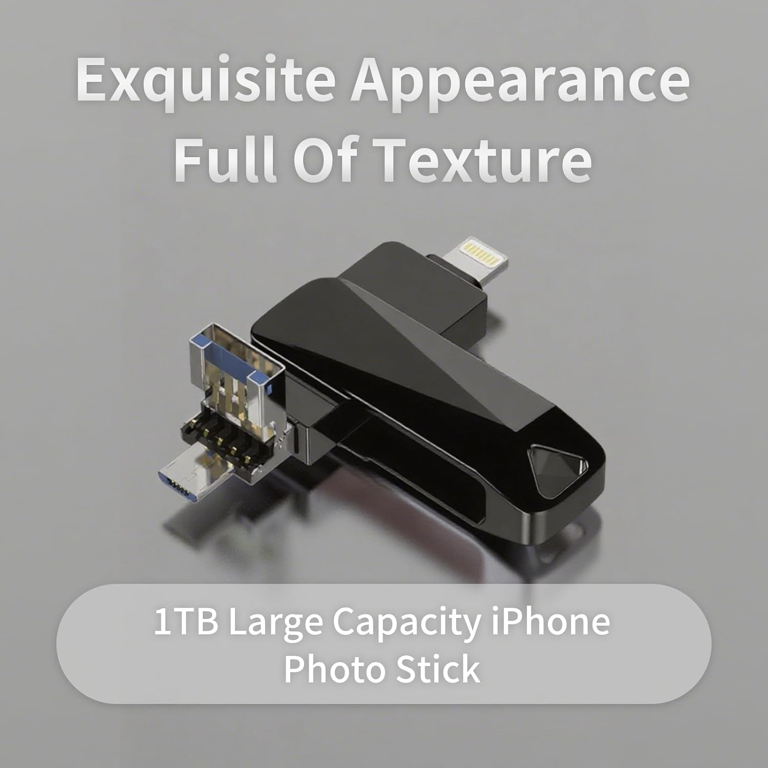 2 Pcs Memory Phone Photo Stick,4-In-1 Iphone Flash Drive, 2TB Photo Stick for Backup,High Speed USB Stick,Usb Flash Drive,For Iphone/Pc/Ipad/More Devices(Black+Pink) image number 6