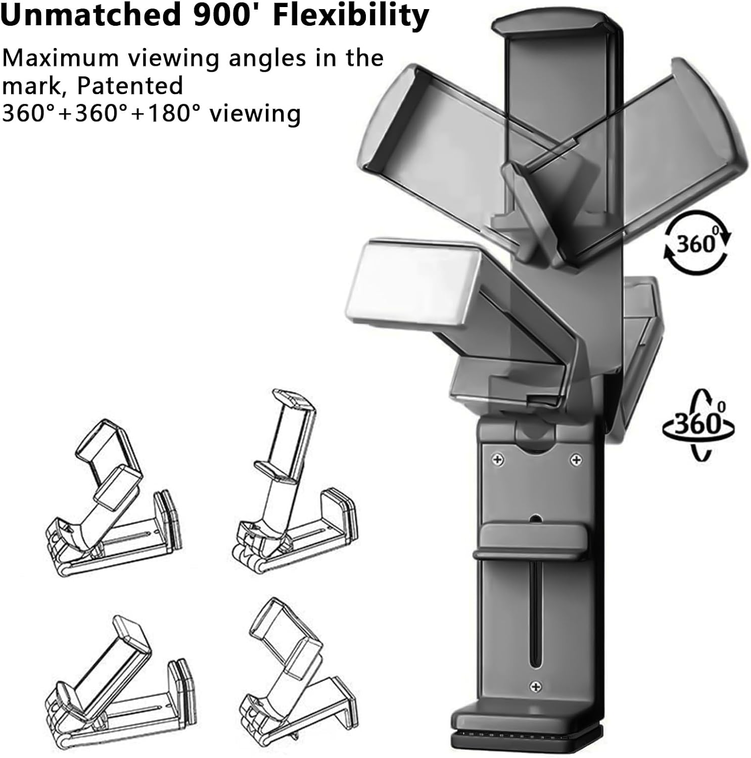 Airplane Phone Holder with 360&deg; Rotation, Universal Portable Travel Must Haves Handsfree Phone Stand for Table/Kitchen/Desk, Foldable Smartphone Stand for Plane Travel Essentials Phone Mount image number 5