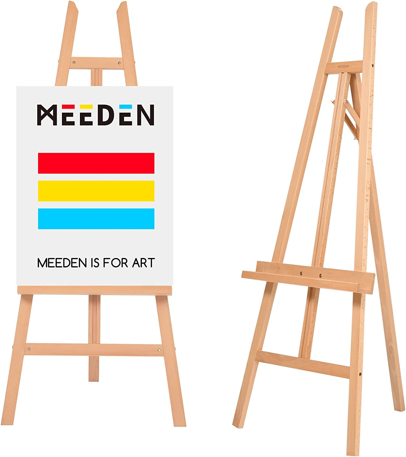MEEDEN Wooden Easel Stand for Display, Adjustable Art Easel for Painting, Solid Beech Wood Floor Easel for Adults, Heavy Duty Artist Easel for Painting Canvas, Drawing, Signs image number 4