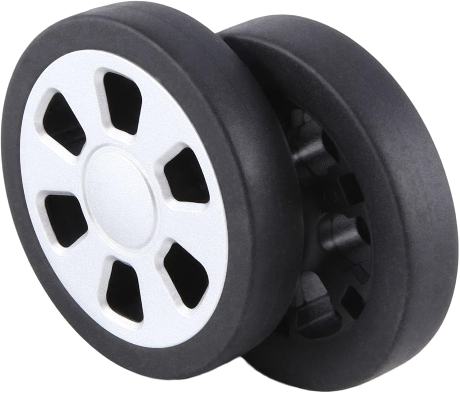 Tuperoymse Black & Silver Luggage Wheel Replacement Wear Resistant PU Caster Luggage Double Wheel 8Mm image number 6