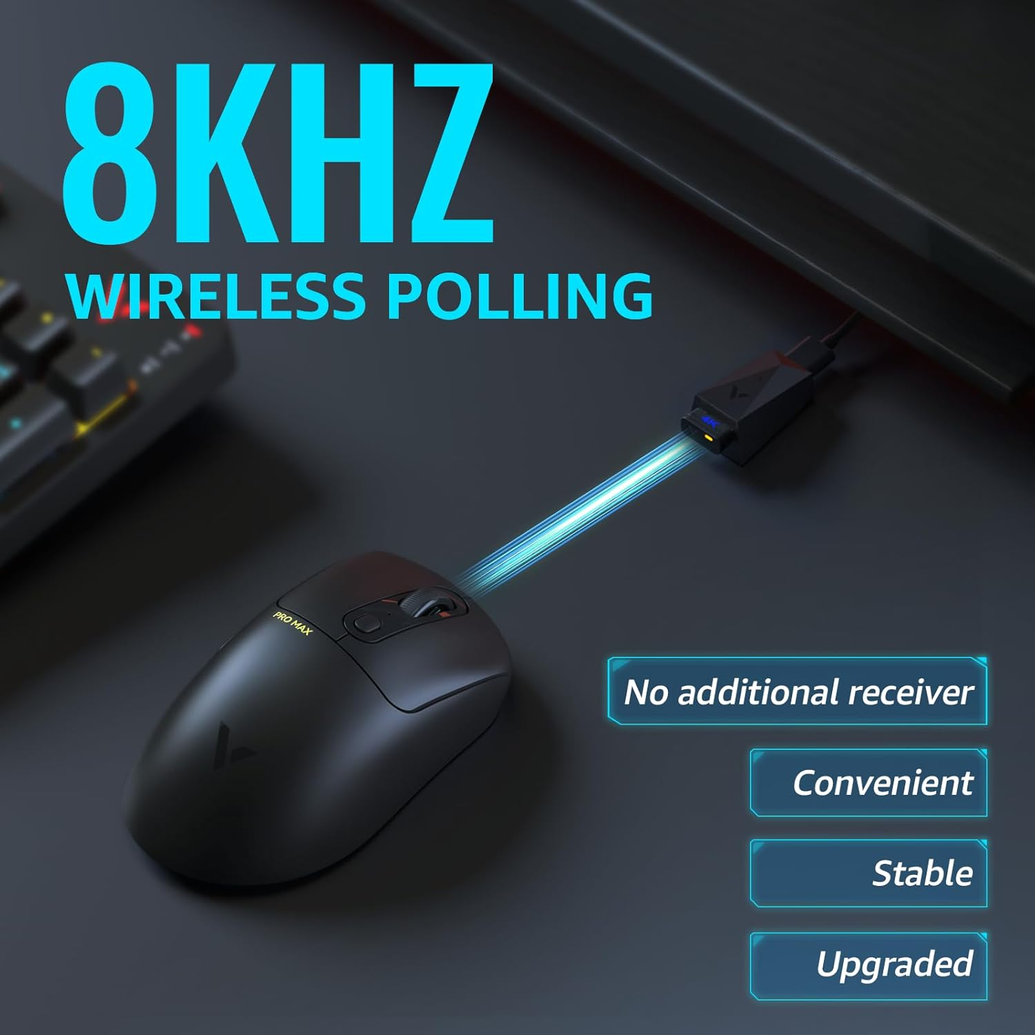 RAPOO Wireless Gaming Mouse VT3PRO MAX - 30000 Independent X/Y DPI, 8Khz Polling, PAW 3950 Ultimate Optical Gaming Mouse for PC Laptop, 1+8 Programmable Buttons, 59G Lightweight, 200-Hour Battery Life image number 5