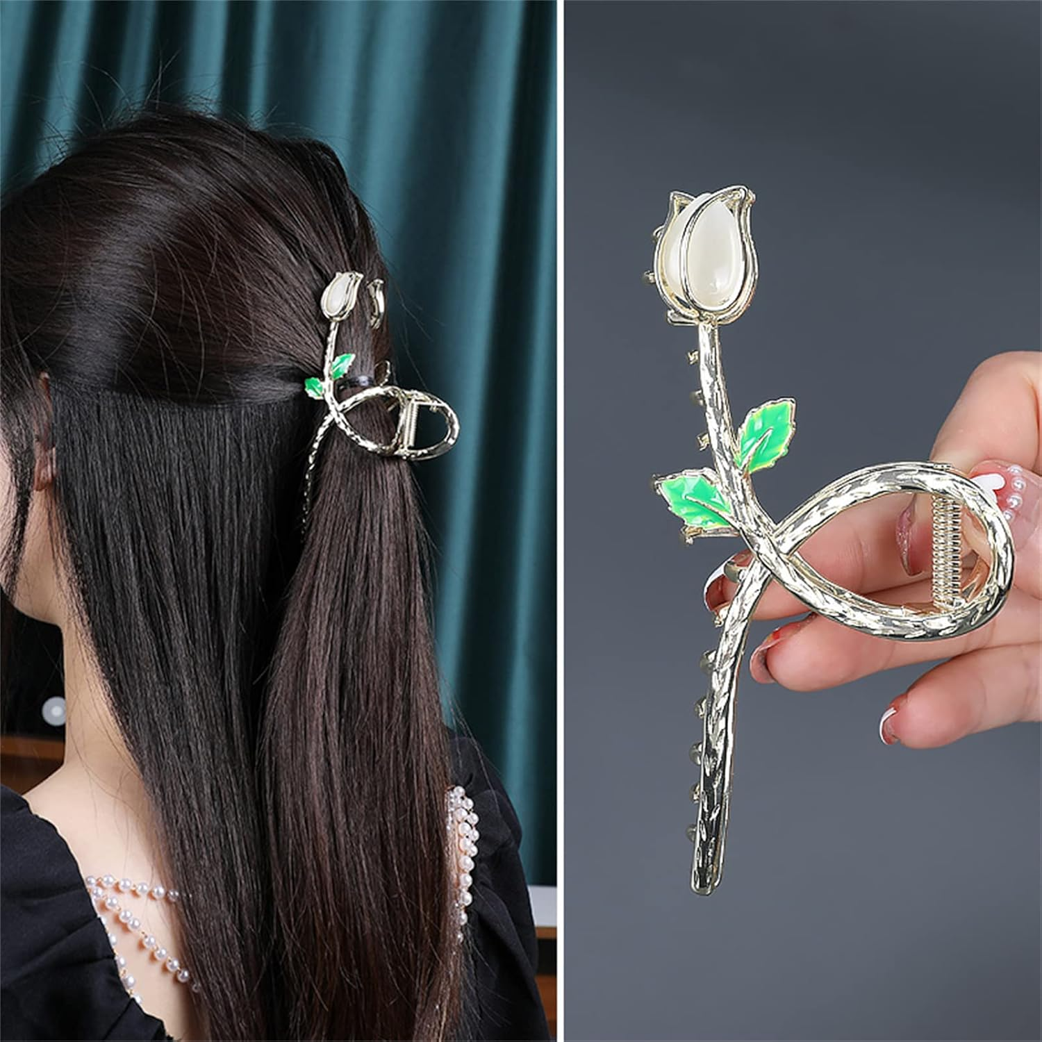 Hair Clips for Women, Cute Claw Clip, Creative Hair Accessories,Opal Tulip image number 2