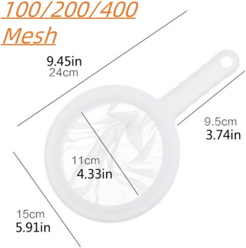 GYWHOOFT Food Filter Strainer, 3 Pcs Fine Mesh Strainers Nylon Sieves 100/200/400Mesh Kitchen Colanders with Handles Ideal for Filtering Coffee, Juice, Oils, Soy Milk image number 2