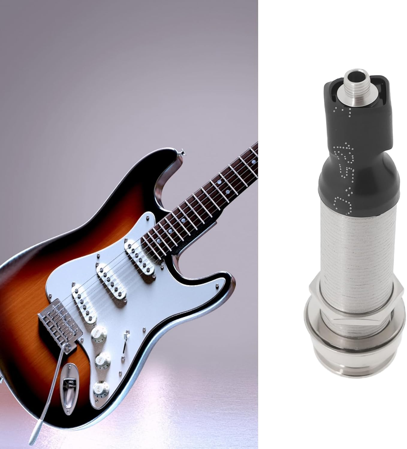 1PC Guitar Endpin Jack 6.35Mm Output 2.5Mm Input Endpin Jack Compatible with Acoustic Guitar 60.5X15.6Mm Instrument Accessories Silver image number 4