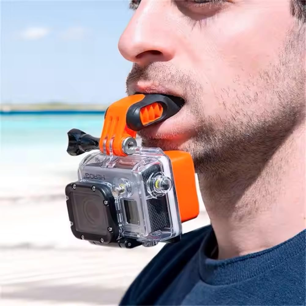 Azragon Gopro Accessories Mouth Mount for Gopro Hero 13/12/11/10/9 & DJI Osmo Action | Surfing, Skiing, Mountain Biking Mouth Bracket with Anti-Slip Design image number 1