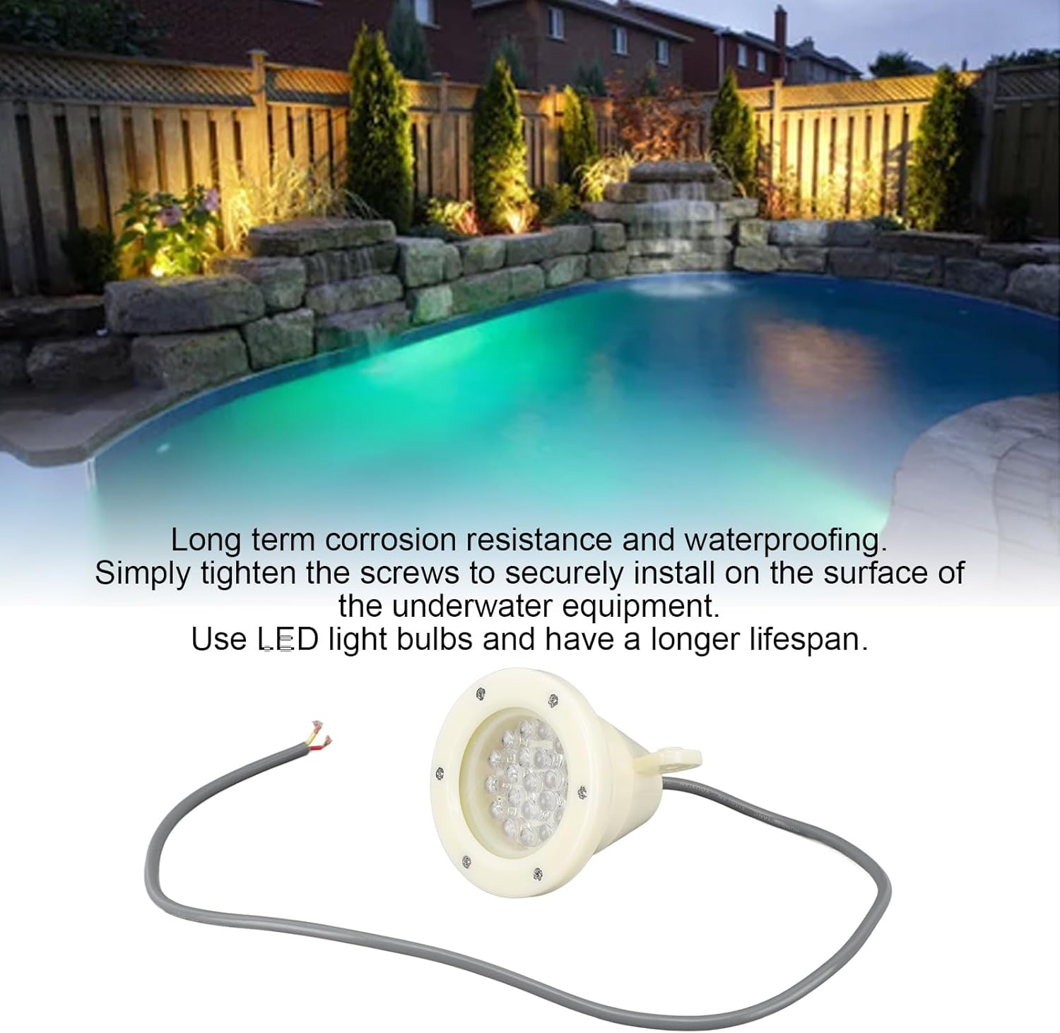 Submersible LED Light Underwater Orange Yellow Light 110Mm 220Volt Waterproof Pool Light image number 2