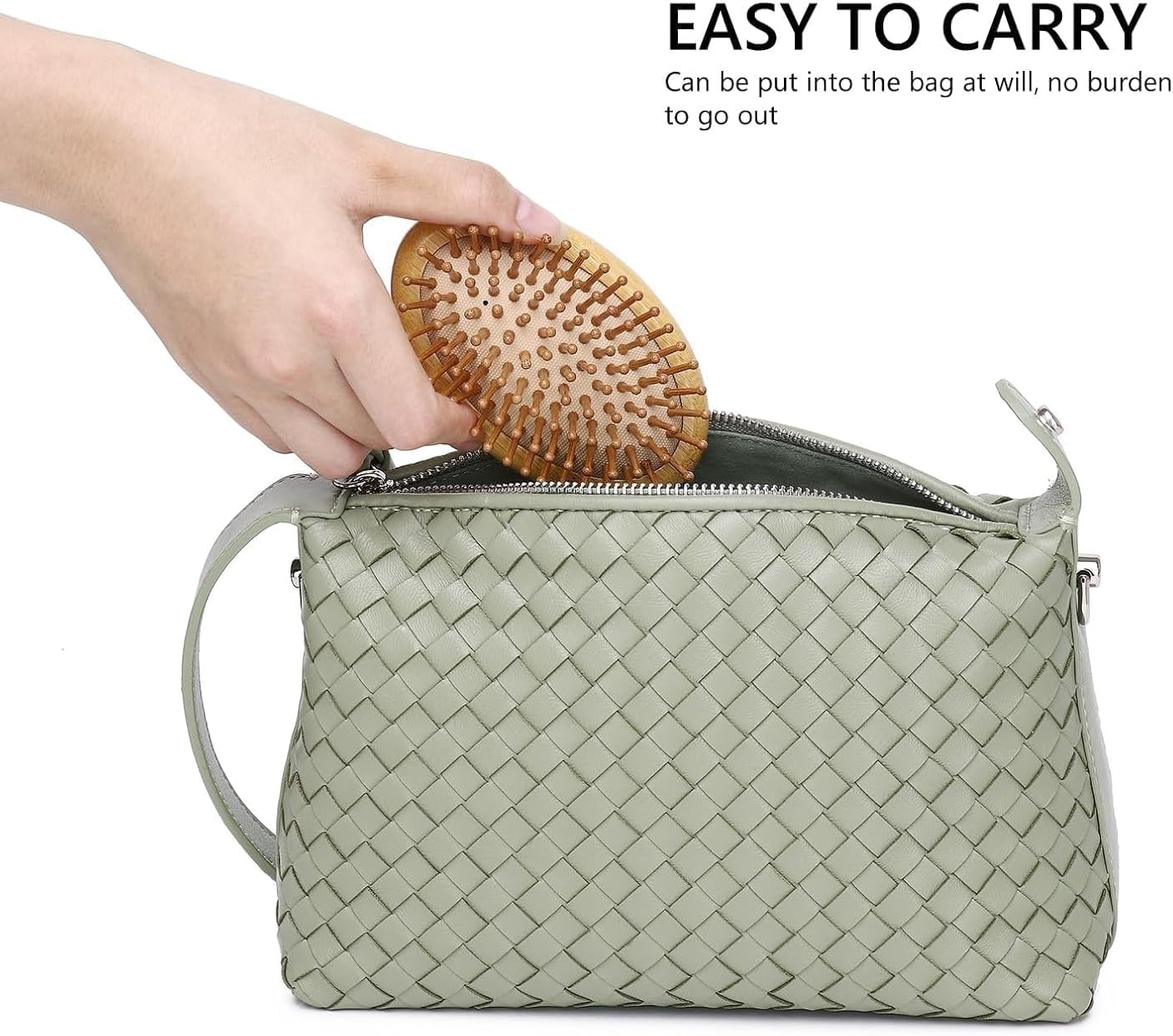 Natural Bamboo Paddle Hair Brush, 2Pcs Bamboo Paddle Hairbrushes,No Handle Scalp Care Styling Comb,Wooden Air Cushion Comb for Massaging Scalp image number 2