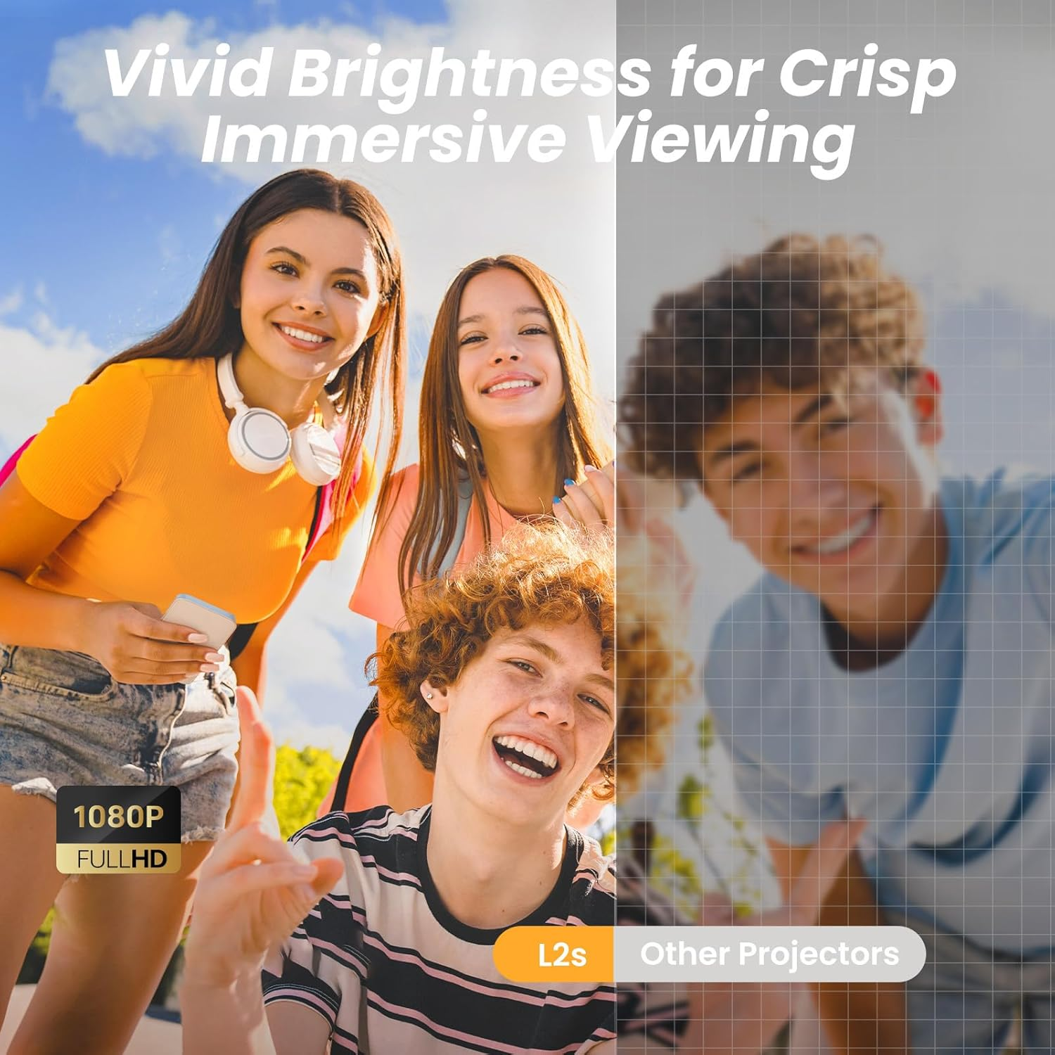 [Sound by JBL & High Brightness] Yaber L2S Projector with Wifi 6 and Bluetooth, Projector 4K Support, Auto Focus/Keystone Correction, 3D Sound,Portable Projector for Home & Outdoor image number 1