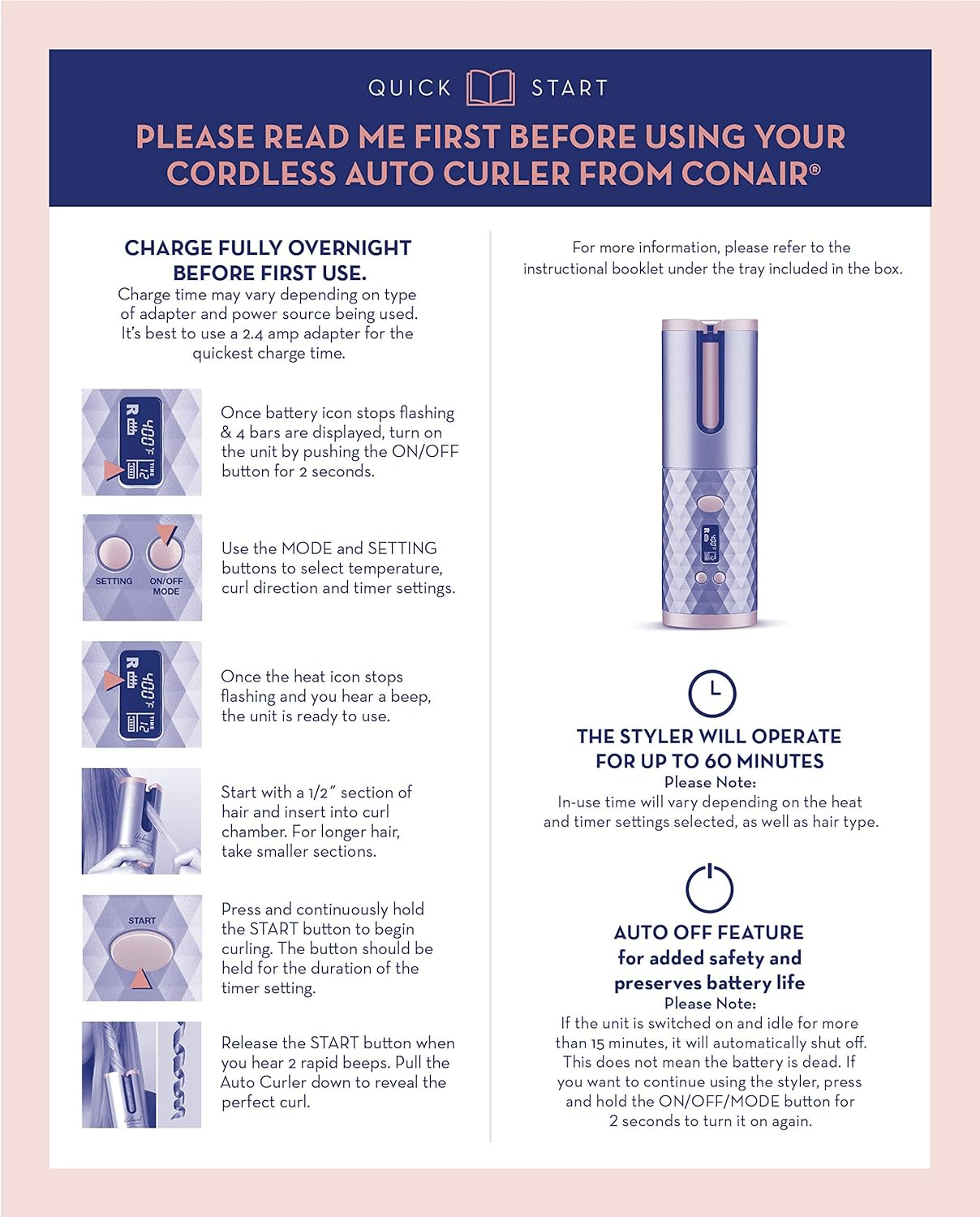 Conair Unbound Cordless Auto Curler - Rechargeable Auto Curler for Curls or Waves image number 3