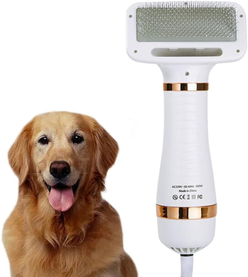 2 in 1 Pet Hair Dryer, Pet Grooming Blowing Dryer with Slicker Brush, 3 Heat Settings, One-Button Hair Removal, Portable Dog Blower, Professional Home Grooming Furry Drying for Cat Dog image number 1