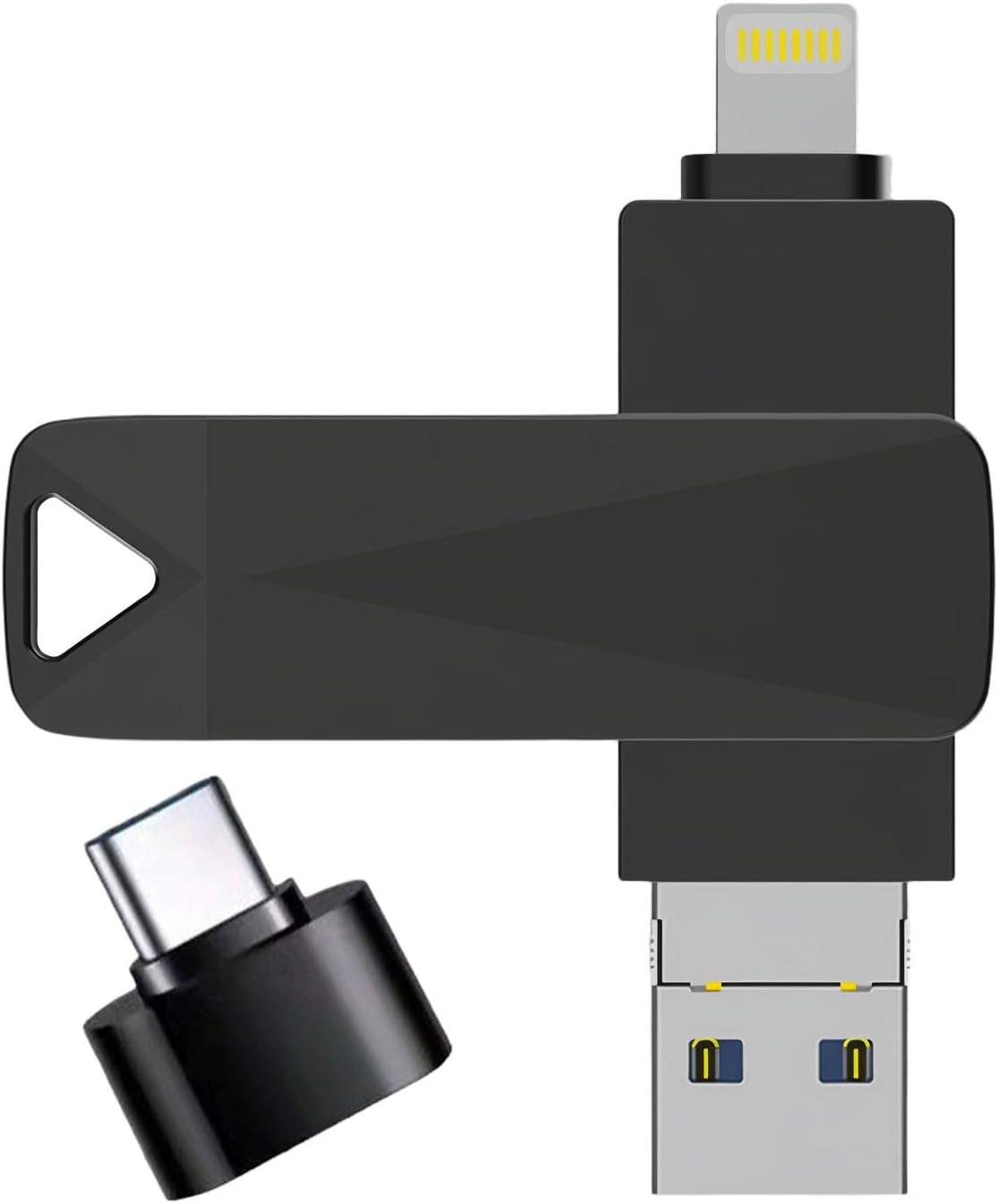 2TB USB Drive, 4-In-1 Iphone USB Stick, USB Flash Drive for Backup, Compatible with Iphone, Ipad, Android, PC USB Memory Stick (Black) image number 4