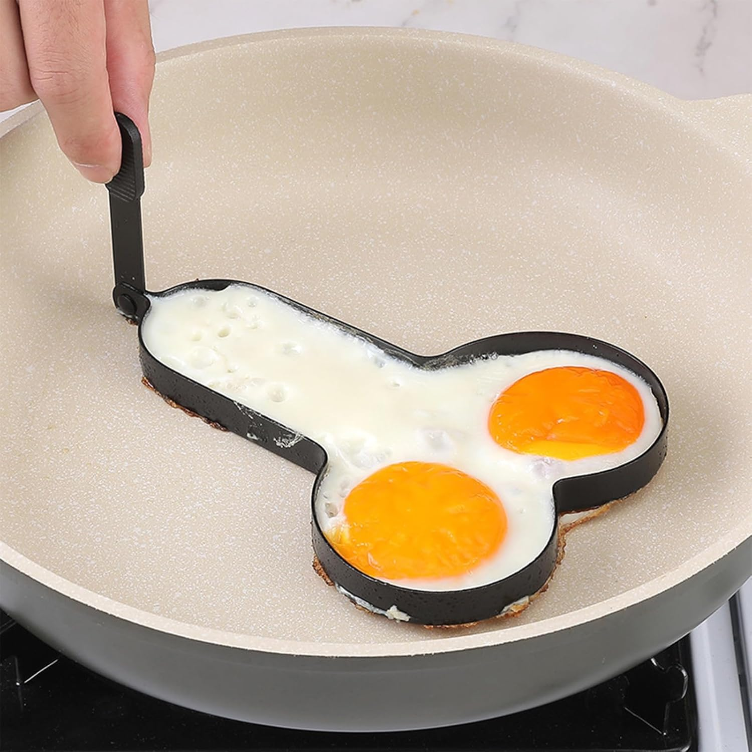 Mineens 2PCS Funny Egg Fryer &ndash; Stainless Steel Cooking Ring with Retractable Handle,Non-Stick DIY Egg Fried Mould for Pancakes, Omelettes & Muffins,Creative Kitchen Tool, Easy to Clean & Reusable image number 1