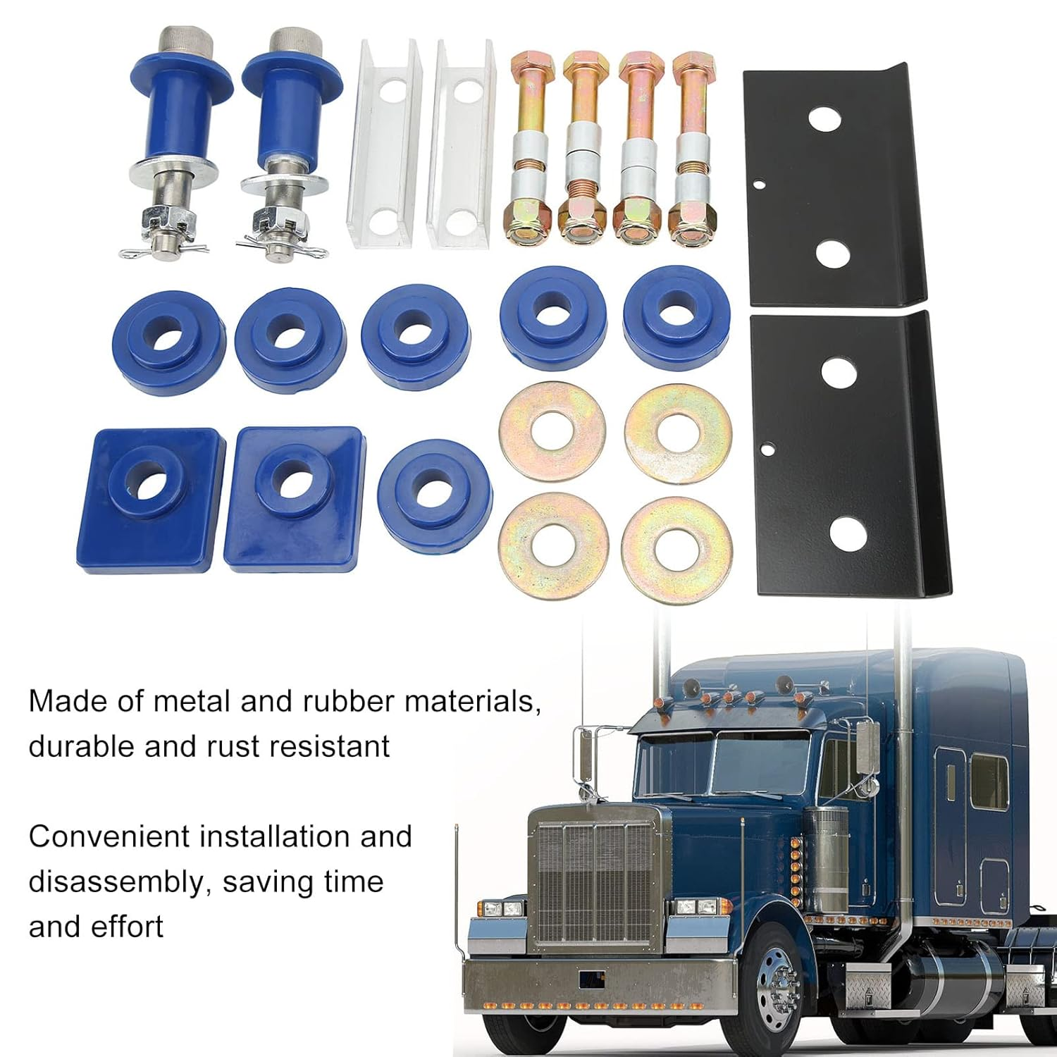 Hood Hinge Kit, 22PCS Pivot Bushings & Mount Bolts Set, Compatible with Peterbilt 379 image number 3