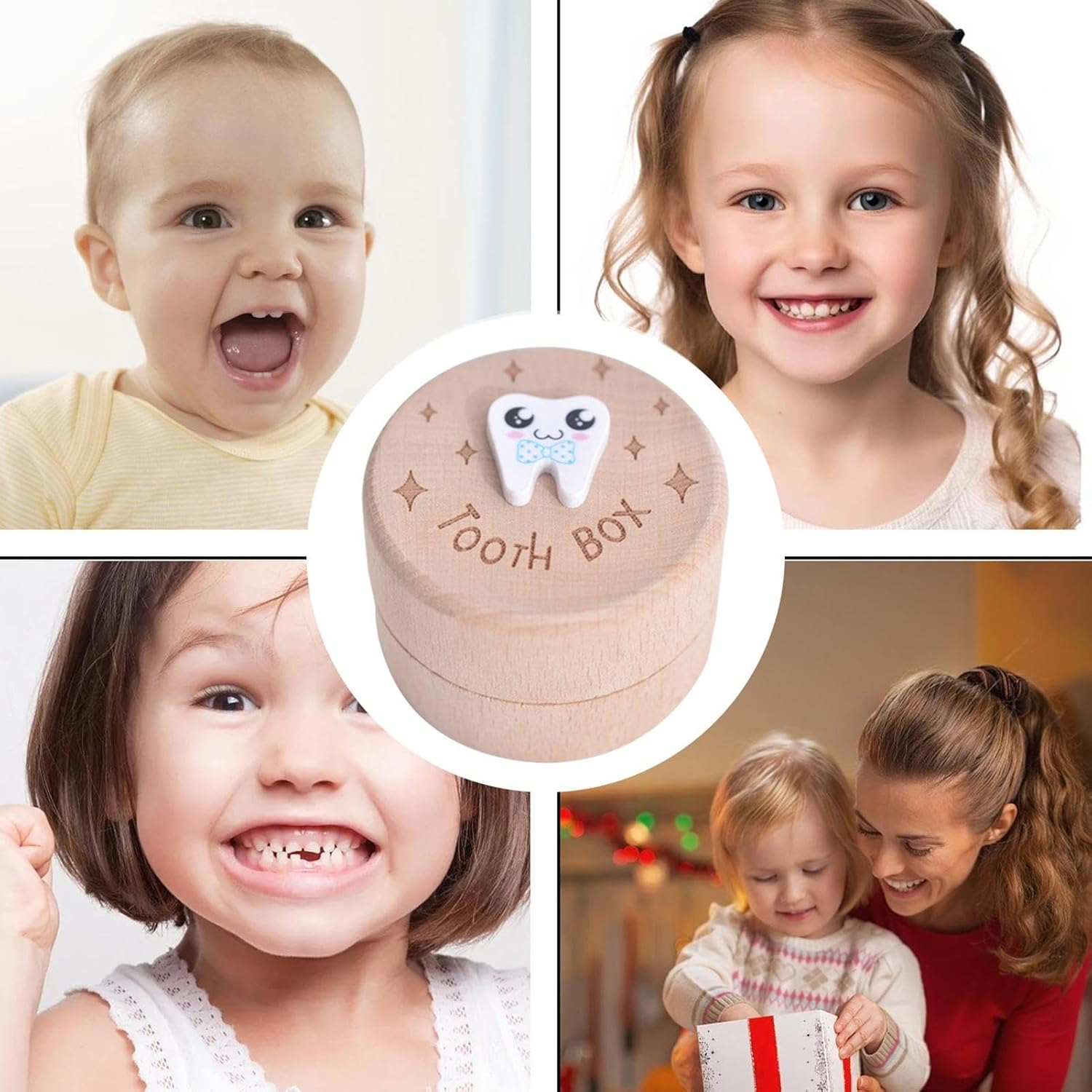 Tooth Holder for Kids Teeth - Dropped Teeth Wooden Storage Box | Tooth Keep Chest, Tooth Holder Storage Box for Kids Teeth First Tooth Keeper, Tooth Fairy Treasure Container and Keepsake Box for Girls - A image number 4