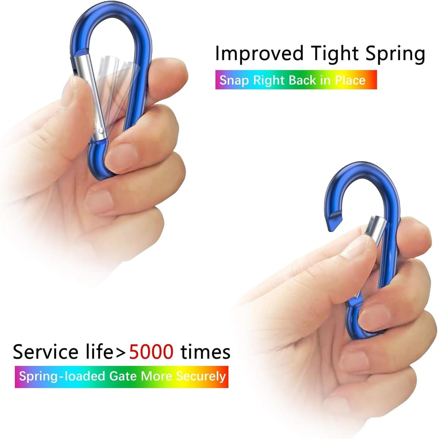 10 PCS 5.9CM Locking Carabiner Clips, Aluminum Carabiner D Ring D-Shaped Spring Snap Hook Key Clip Connect Hooks for Keychain Keyring Belt Loop Water Bottle Backpack Hiking Camping image number 1