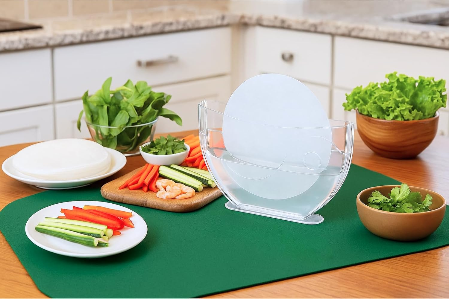 Katai - Set of 2 Rice Paper Water Bowl Holder - Ergonomic, Compact and BPA Free and Perfect for Spring and Summer Rolls - Holds up to 30 Papers - Complete with Premium Chopsticks image number 2