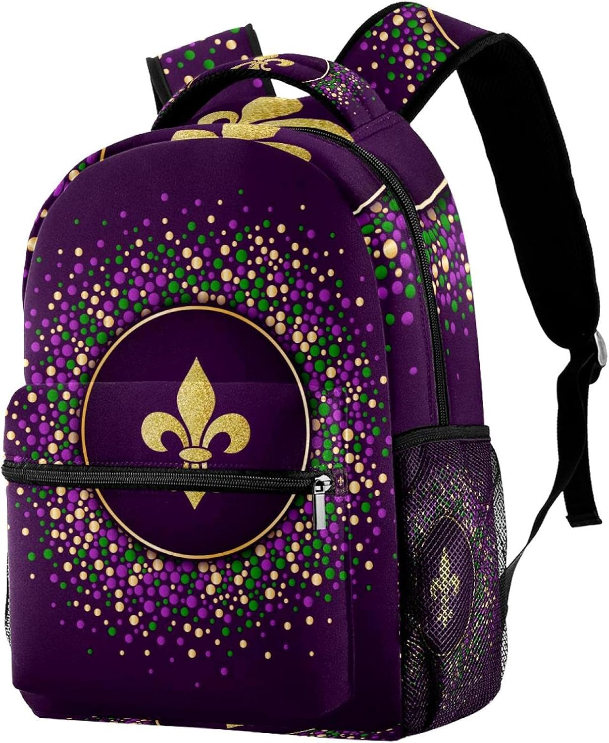Mardi Gras Holiday Background Backpack Students Shoulder Bags Travel Bag College School Tote Backpacks image number 4