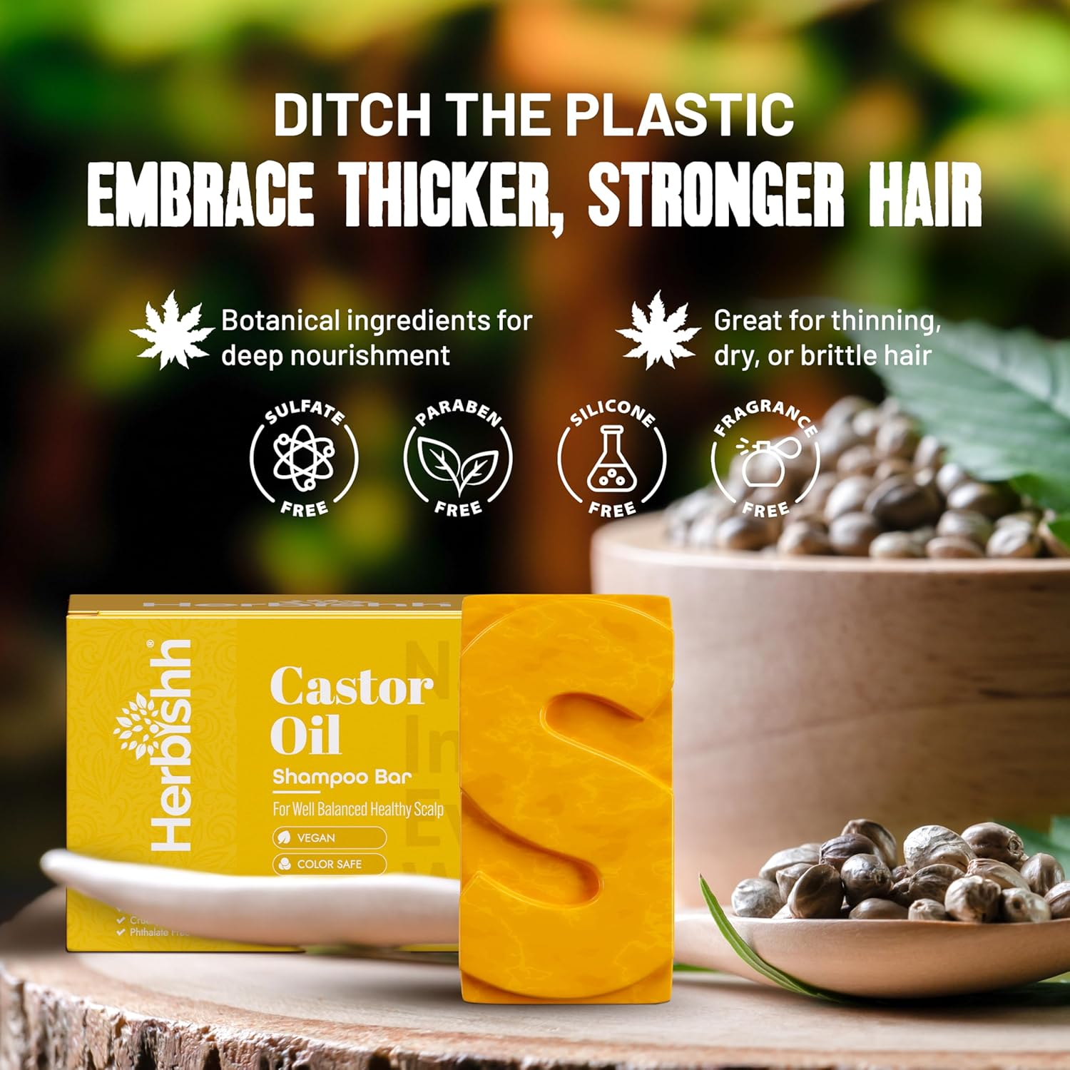 Herbishh Castor Oil Shampoo Bar &ndash; Nourishing Solid Shampoo Bar for Hair Growth & Thinning Hair &ndash; Castor Oil Soap for Healthy,Moisturized Scalp &ndash; Natural & Organic Soap for Women & Men,3.53 Oz image number 5
