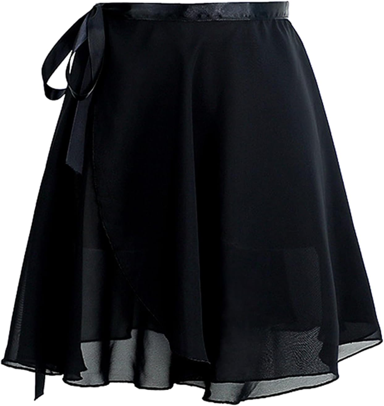 Ballet Skirt Chiffon Wrap Dance Skirt for Women/Girls,Ballet Pull-On Skirt Black image number 3