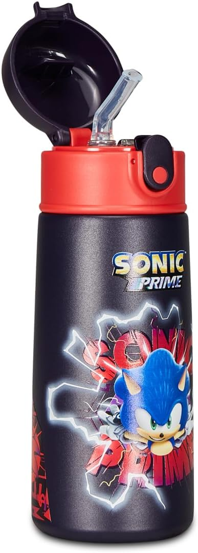 Sonic Thermos Flask Blue and Red - Kids with Straw 460Ml BPA Free for Nursery Primary School - Stainless Steel Temperature Resistant up to 24 Hours image number 1