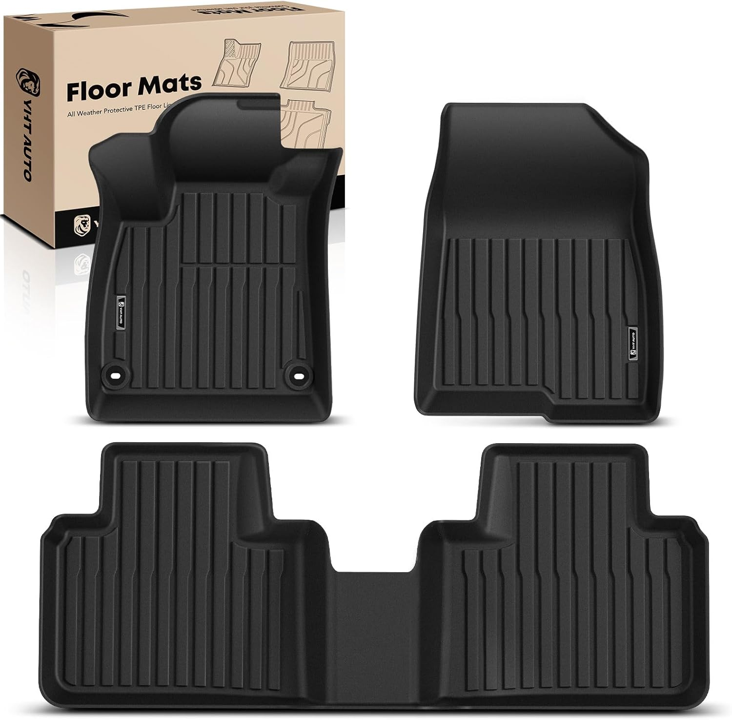 YHTAUTO Automotive All Weather Floor Mats Compatible with Honda Accord 2023-2024 Sedan, Car Mats Custom Fit TPE Floor Liners Front & Back Seat, Black, Set of 3 image number 4