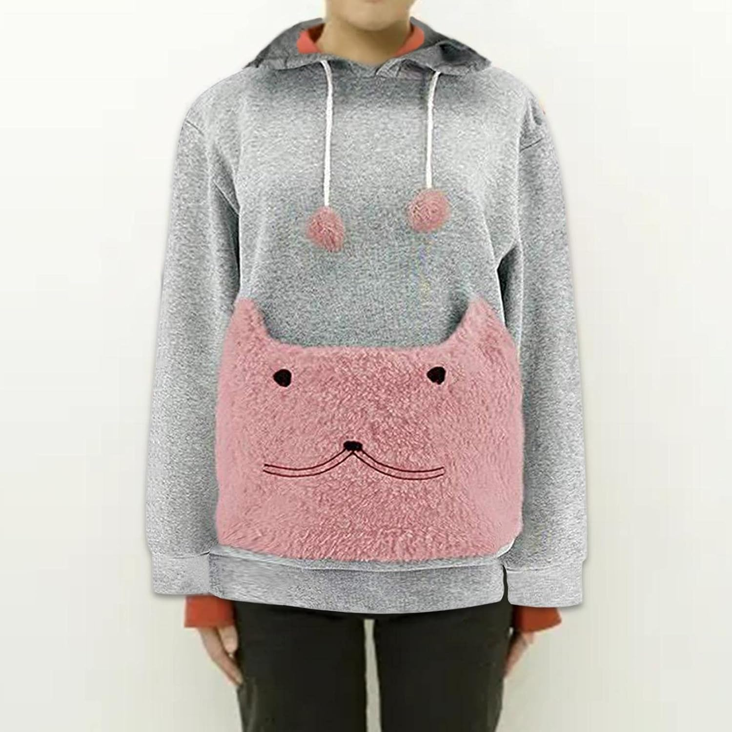 Perfeclan Pet Pouch Hoodie Dog Cat Holder Carrier Sweatshirt Fleece Big Pouch Pullover for Women