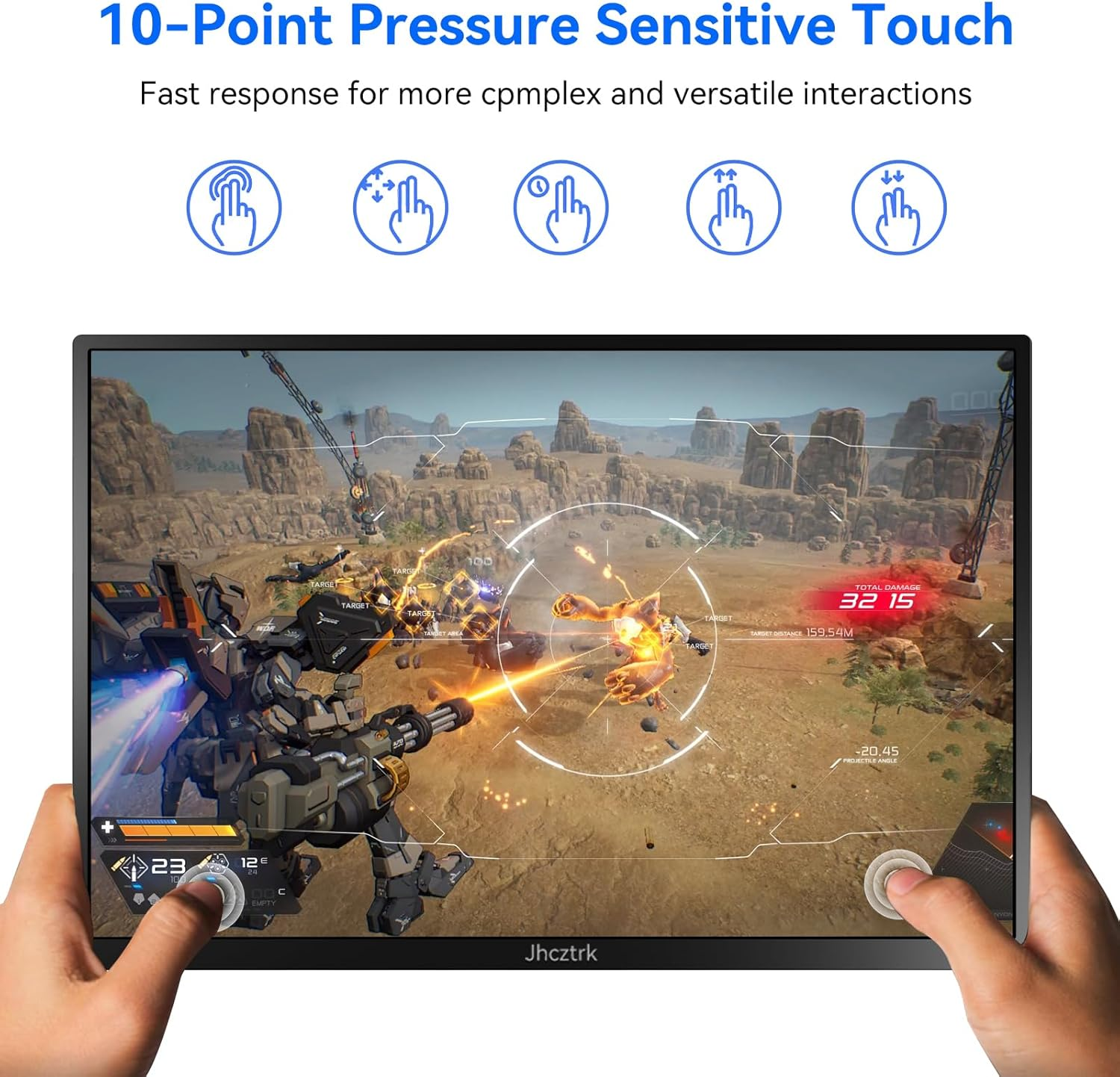 14 Inch Touchscreen Portable Monitor 1200P Slim and Lightweight Bezel Less FHD IPS HDR Gaming Monitor, Laptop Travel Sub-Monitor with Built-In Speakers and VESA for Laptop Mac PC Xbox PS4/5 Switch image number 4
