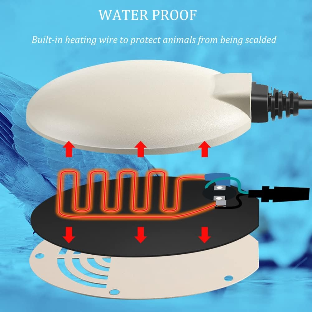 Bird Bath Heater Birdbath Water Deicer for Outdoors in Winter,Pond Deicer for Yard, Garden, Lawn