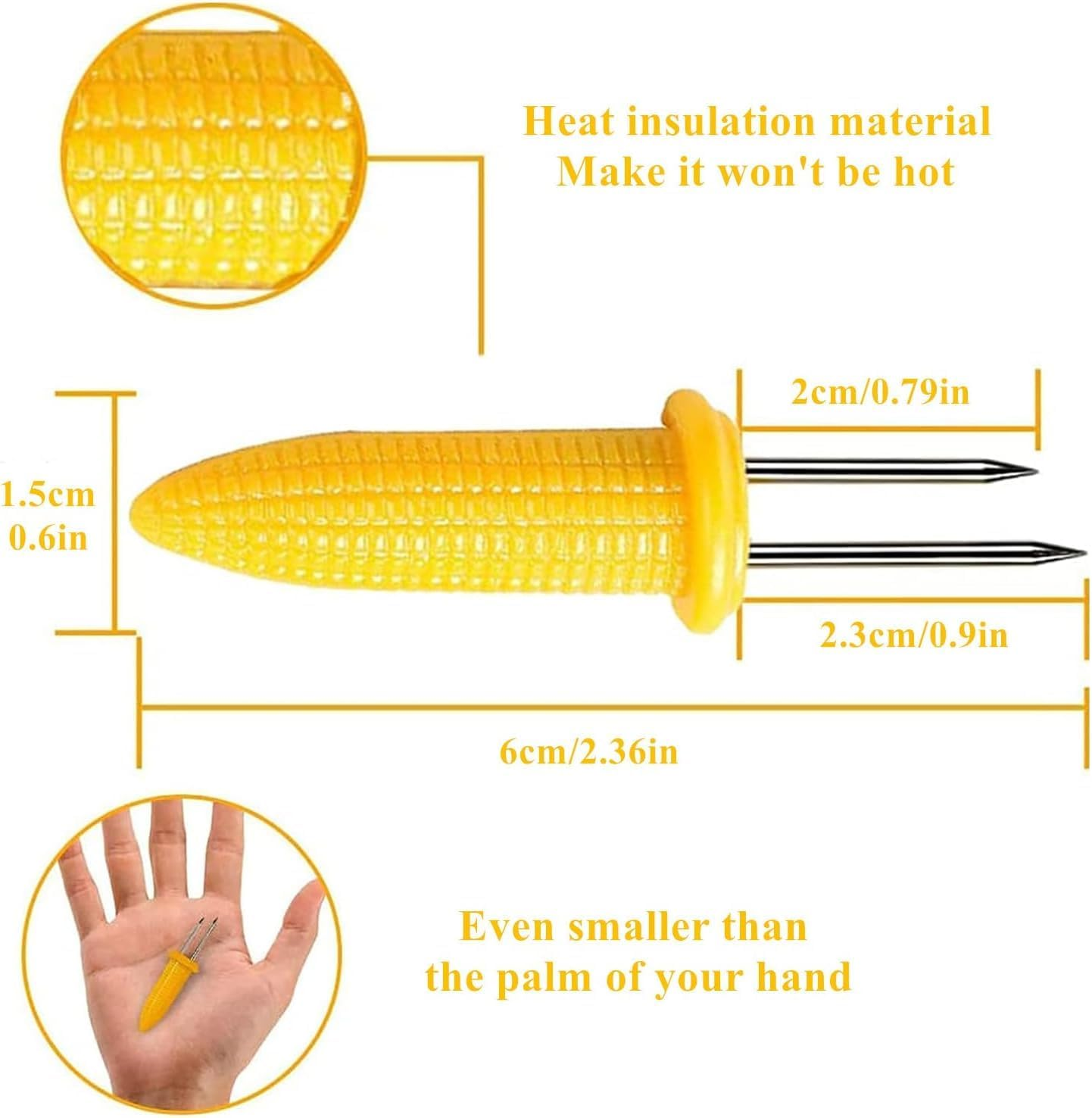 Stainless Steel Corn Holders with Storage Box, 20Pcs Corn on the Cob Holders BBQ Fork Skewers image number 2