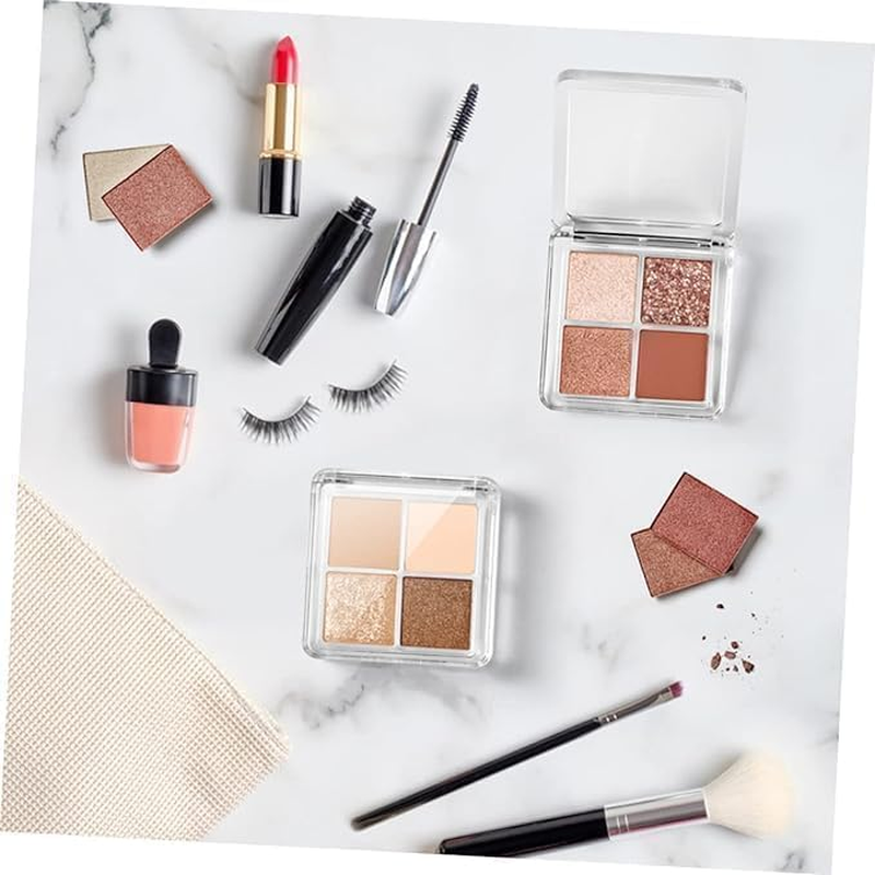2 Pcs Refillable Cosmetic Palette for DIY Eyeshadow, Transparent Empty 4 Grid Plastic,Powder, Blush and Lipstick image number 5