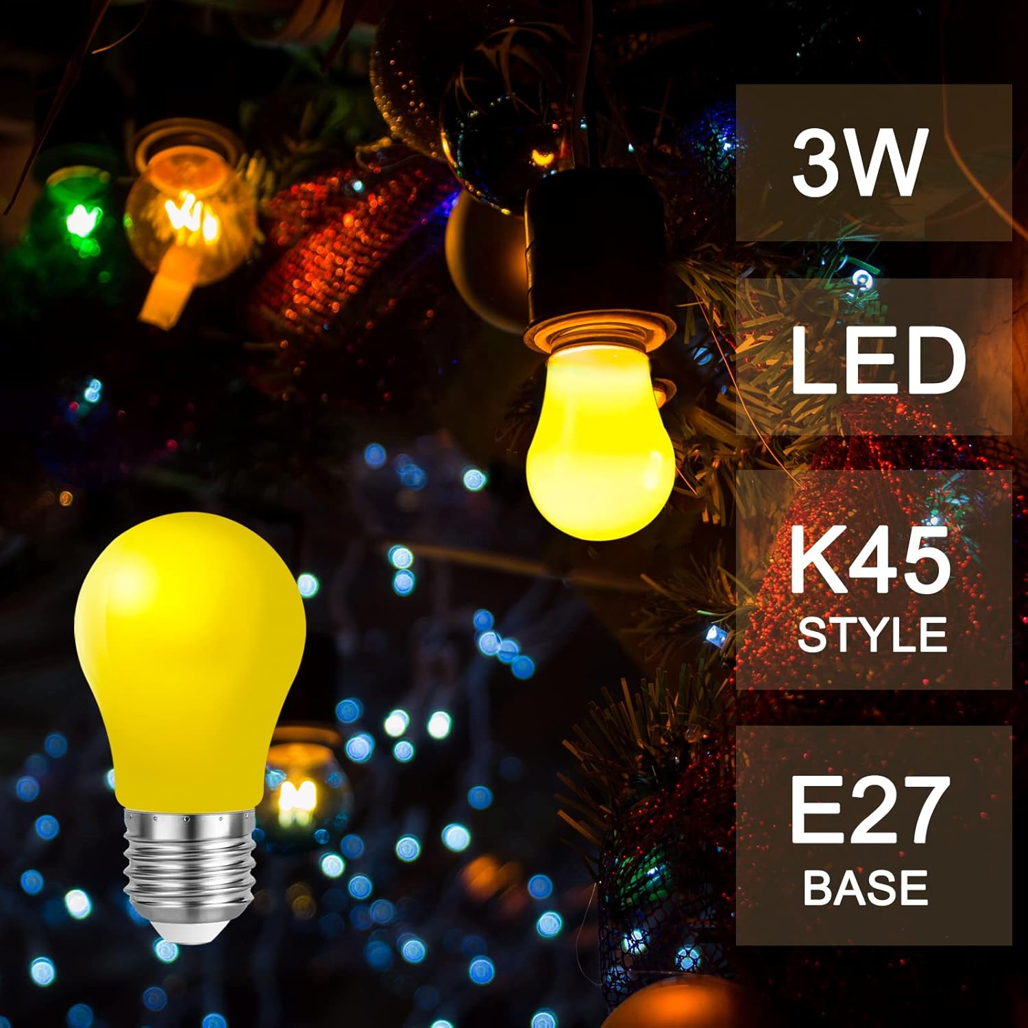 Belaufe LED Colourful Light Bulbs E27 3 W, E27 Coloured LED Bulbs, Decorative LED Lamp Outdoor, 220 V AC, Mixed Colours, Red, Green, Blue, Yellow, Orange, Pack of 20