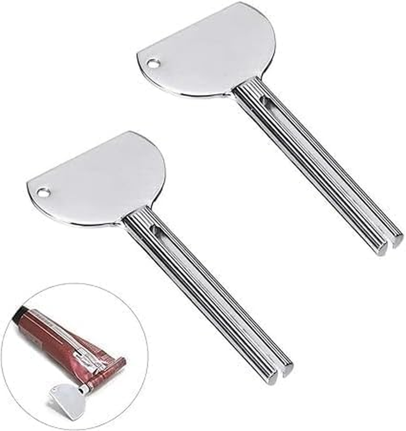 2Pcs Stainless Steel Tube Squeezer Keys - Metal Toothpaste Roller with Ergonomic Grip | Salon-Grade Durable Squeezing Tool for Toothpaste, Cream Tubes and Home Use image number 2