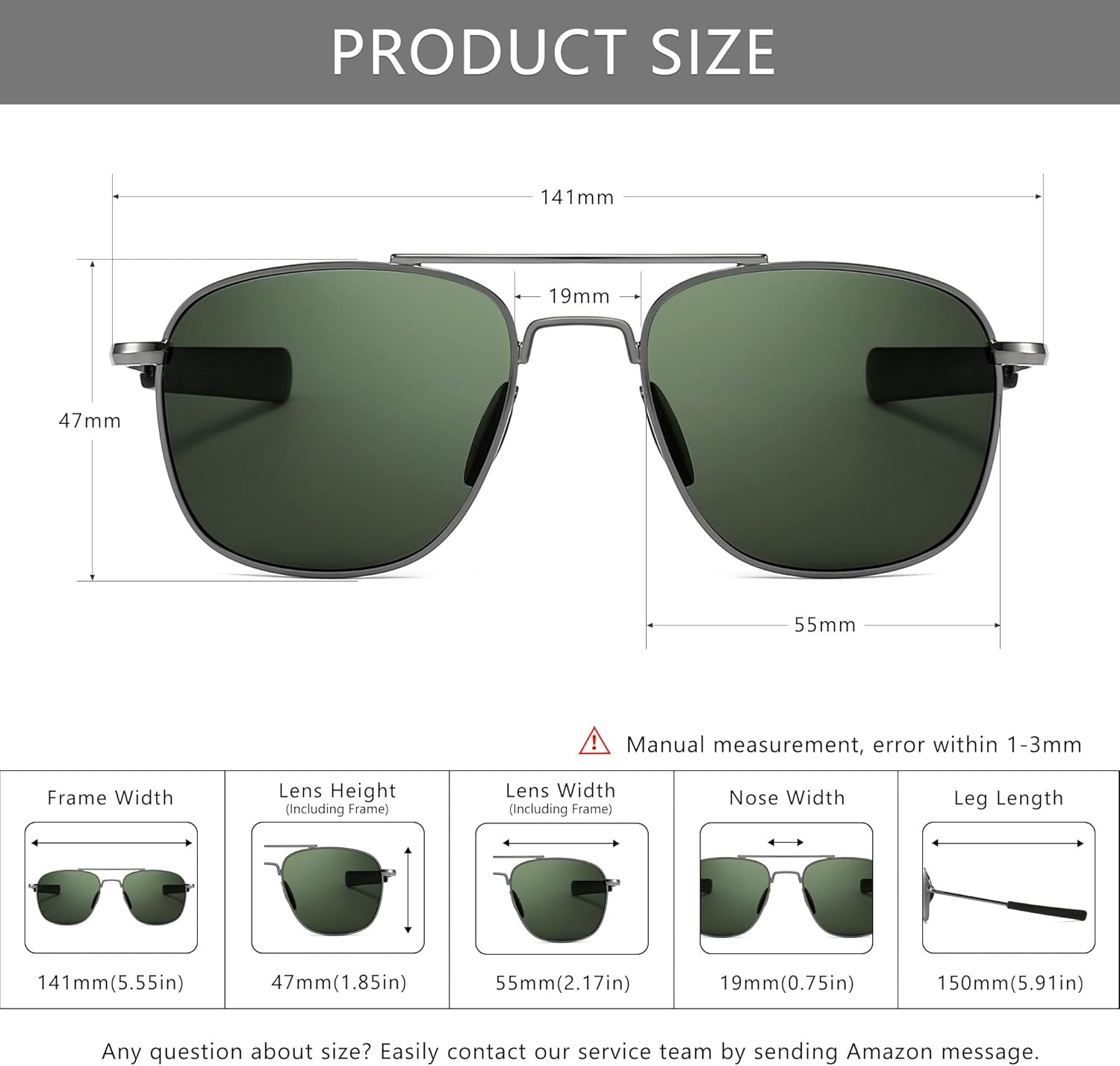 SUNGAIT Men'S Military Style Polarized Pilot Aviator Sunglasses Bayonet Temples image number 6