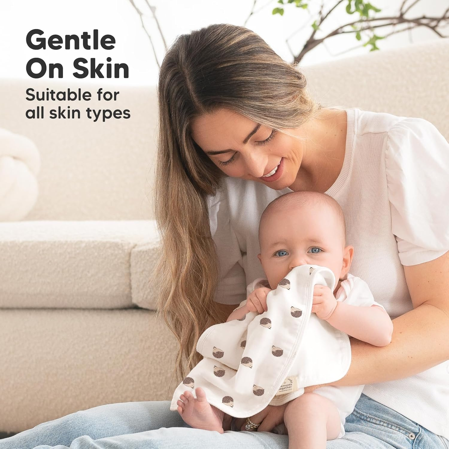 Keababies 5-Pack Muslin Baby Burp Cloths - Organic White Bamboo Cotton Burp Cloth - Burp Rags - Neutral Burp Clothes for Baby Girl, Boy, Newborn (Keababies) image number 4