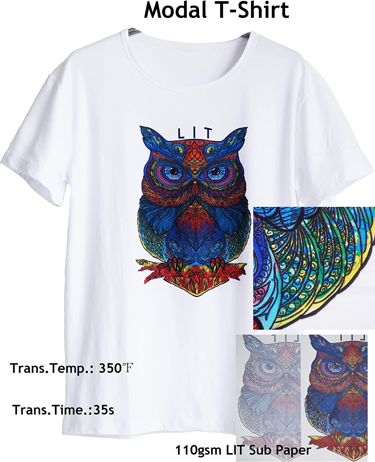 LIT Sublimation Paper A3 420X297 Mm, 100 Sheets 110Gsm Heat Press Transfer Paper - for Any Epson Sawgrass Ricoh HP Canon Inkjet Sublimation Printers with Sublimation Ink for Sub Blanks Shirts Mugs