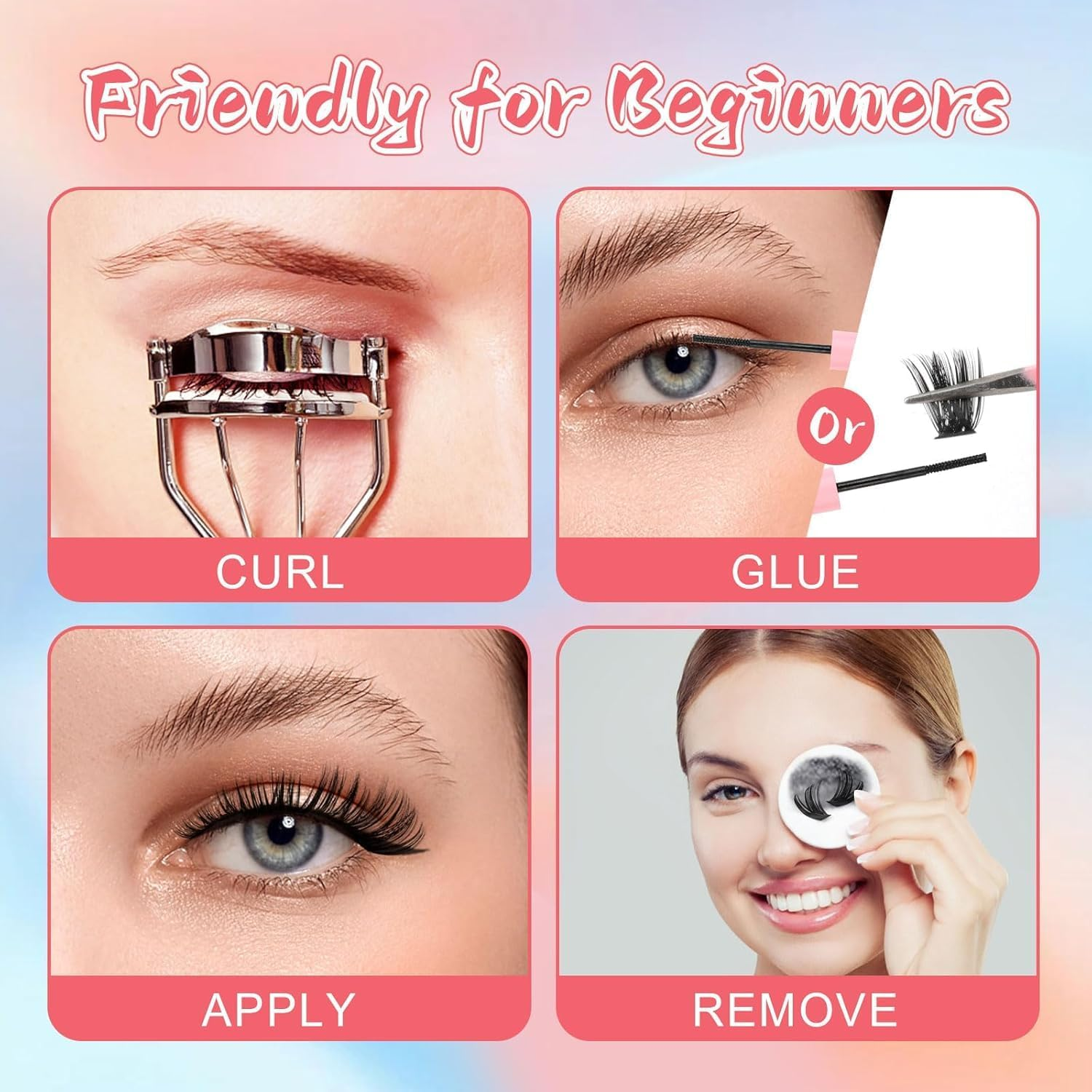 Cluster Lashes Lash Extension 540 Pcs Clusters Individual Lashes Soft DIY Eyelash Extensions Mixed Tray Eyelash Clusters Easy Diy Lash Extension Cluster at Home - 40D image number 3