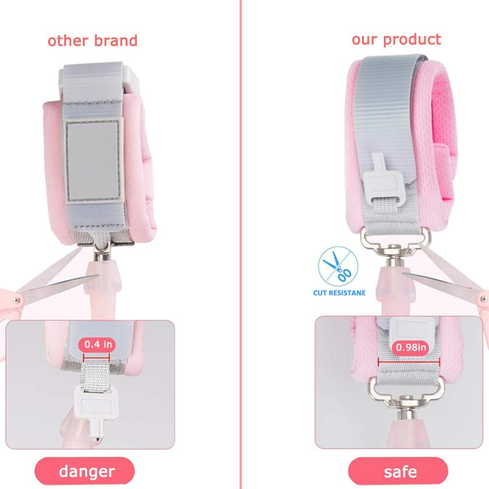 2Pcs anti Lost Wrist Link with Key Lock for Kids, Pink and Blue image number 4