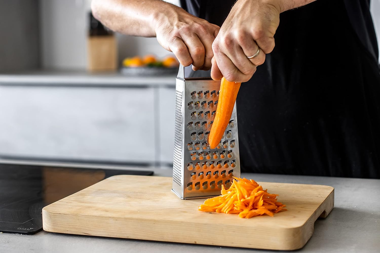 Masterclass Acid-Etched Stainless Steel Box Grater with Handle, 24 Cm (9.5"), Silver image number 1