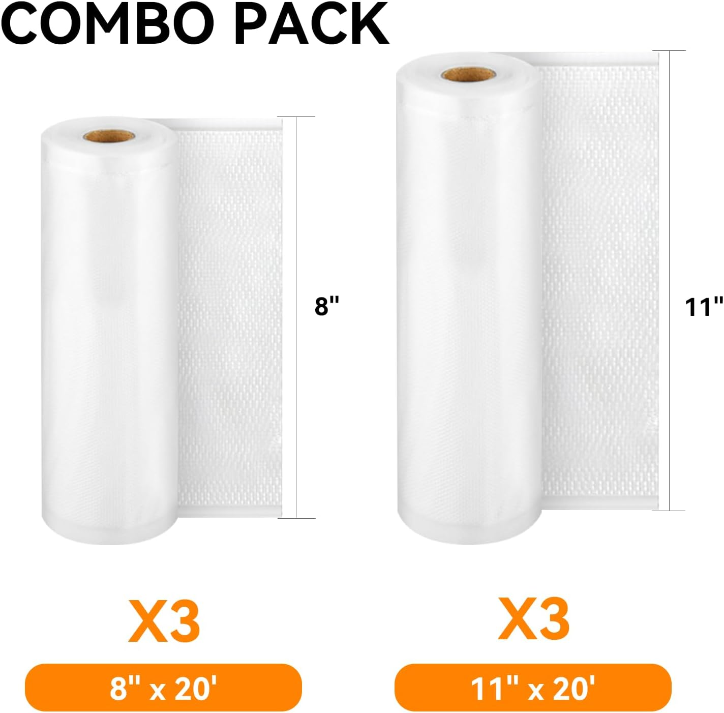[2024 New] Vacuum Sealer Rolls Bags for Food, 6 Pack 20Cm X 6M and 28Cm X 6M, Great for Food Storage, Sous Vide and Meal Prep, Wevac Lite image number 1