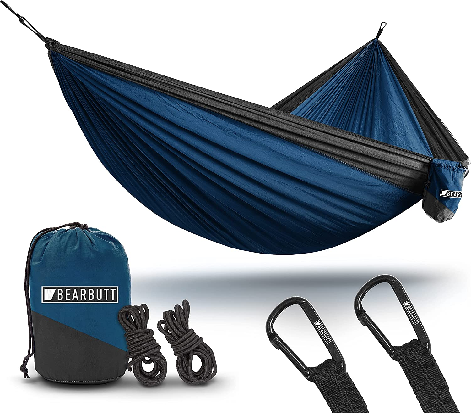 Bear Butt Lightweight Double Camping Parachute Hammock-Large, Portable Two-Person Hammock for Hiking & Backpacking - 16 Colors Available (Maroon/Charcoal)
