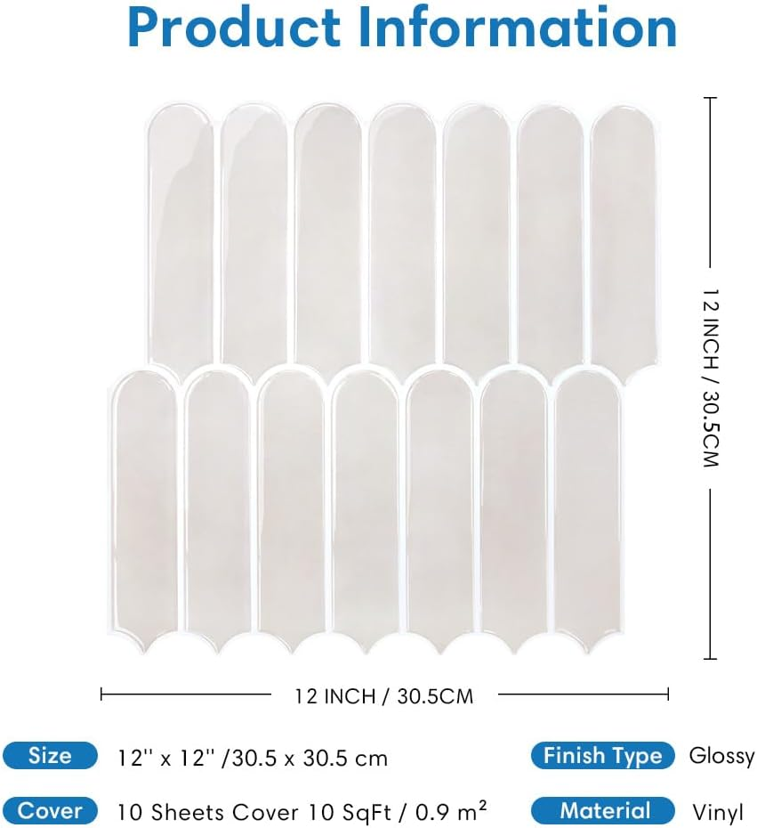 COMSTICKC Thicker Beige Peel and Stick Tile,10 Sheets of 12''X12'', 3D Fish Scale Peel and Stick Backsplash Tile Stickers Vinyl Backsplash Kitchen Bathroom Waterproof Removable - Fish Scale - Pink image number 7