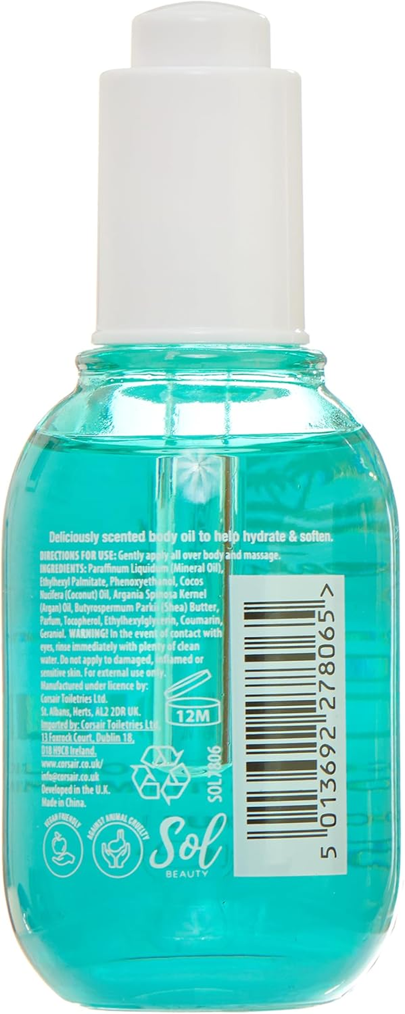 Sol Beauty Dry Body Oil Coconut Scent with Coconut Oil & Vitamin E, Helps Smooth and Soften Skin, Vegan Friendly Light Moisturiser 45Ml image number 1