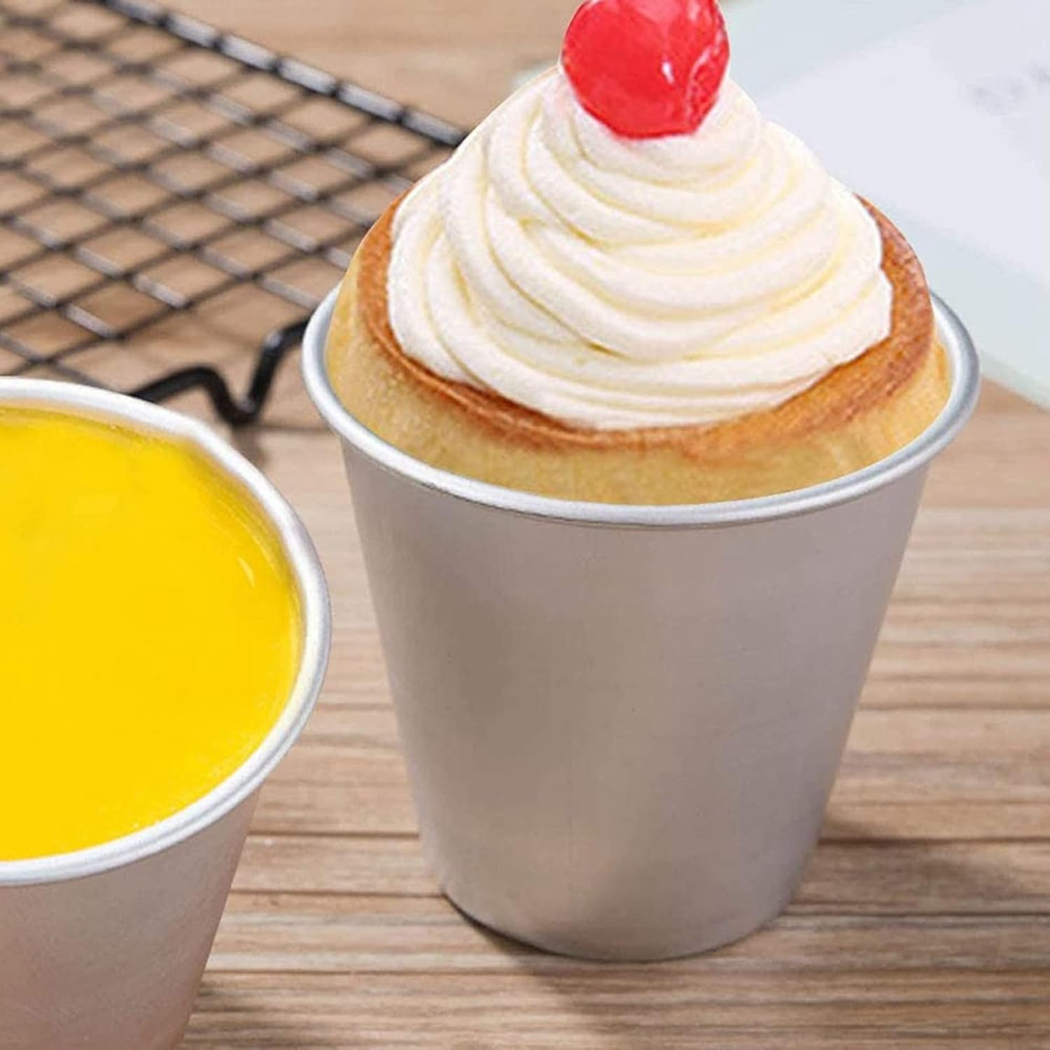 Voniecop 6 PCS Aluminium Dariol Mould Baking Cup Dariole Pudding Dessert Creme Moulds round Egg Tart Mould Bakeware Cup image number 1