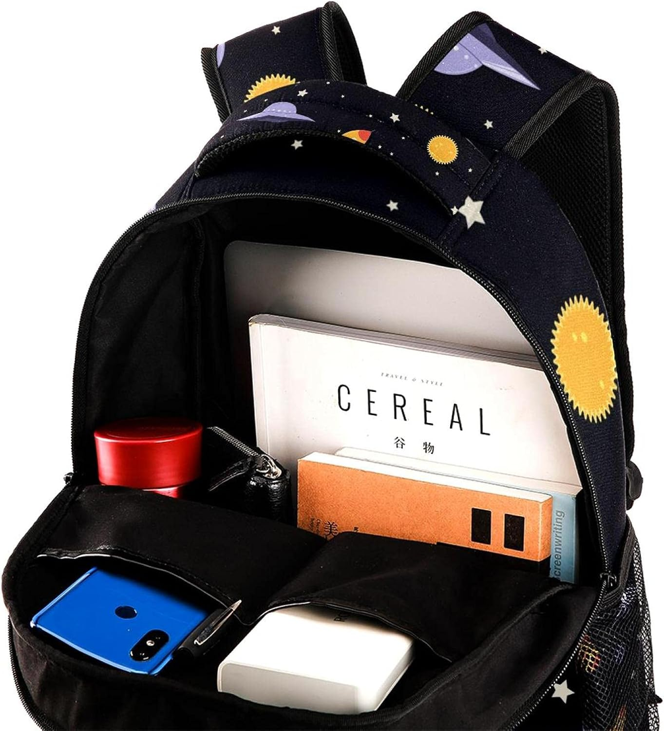 Cosmos Rockets Spaceships Ufos Backpack Students Shoulder Bags Travel Bag College School Tote Backpacks image number 5