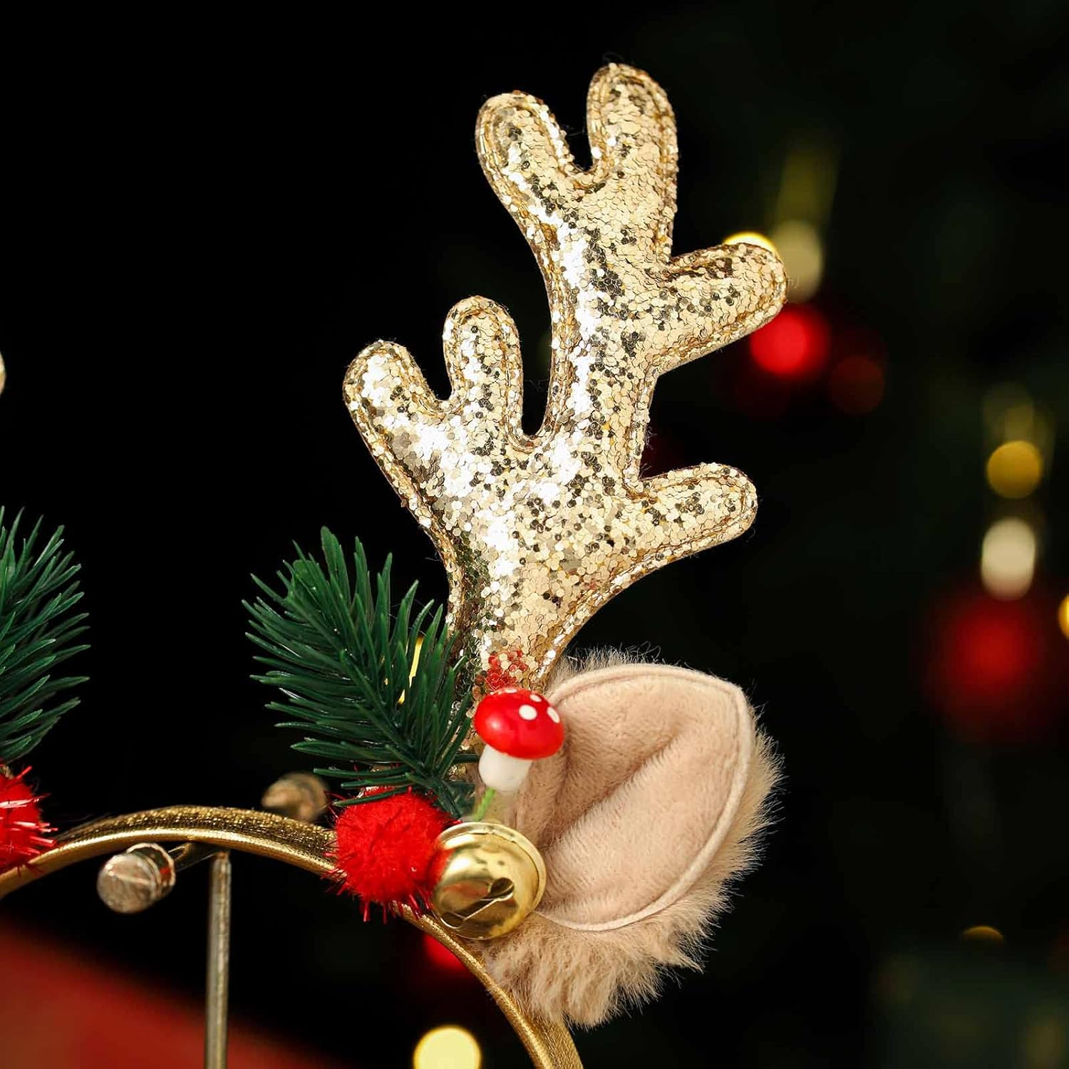 Acenail Christmas Headbands Women Xmas Deer Hair Hoop Glitter Reindeer Antlers Headband Deer Ears Holiday Headpiece&hellip;